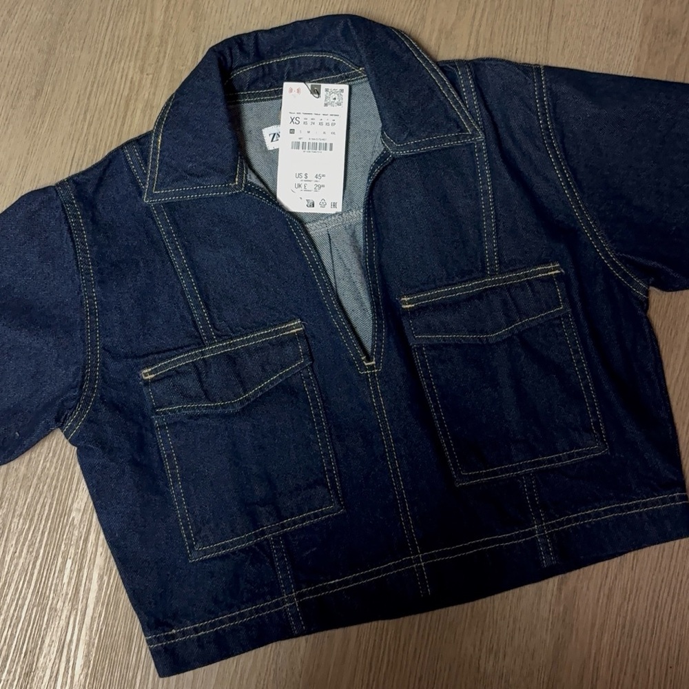 NWT Zara cropped denim top